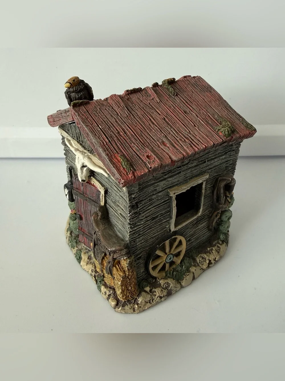 FIGI Graphics 1995 Vintage Stable Trinket Box Western Barn Removable Roof